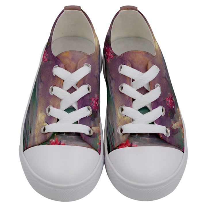 Abstract Flowers  Kids  Low Top Canvas Sneakers