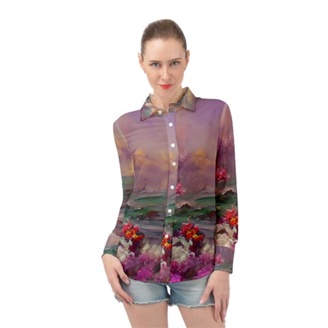 Abstract Flowers  Long Sleeve Chiffon Shirt by Internationalstore