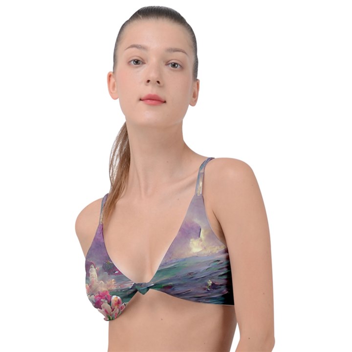 Abstract Flowers  Knot Up Bikini Top