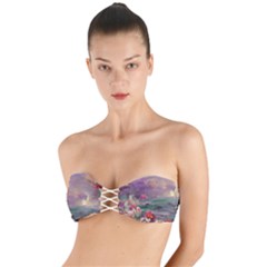 Abstract Flowers  Twist Bandeau Bikini Top by Internationalstore