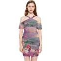 Abstract Flowers  Shoulder Frill Bodycon Summer Dress View1