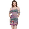 Abstract Flowers  Shoulder Frill Bodycon Summer Dress View3