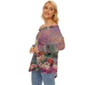 Abstract Flowers  Off Shoulder Chiffon Pocket Shirt View2