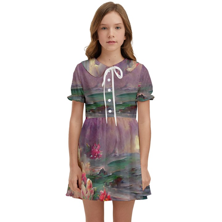 Abstract Flowers  Kids  Sweet Collar Dress