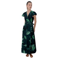 Foliage Flutter Sleeve Maxi Dress by HermanTelo