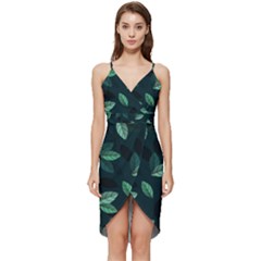 Foliage Wrap Frill Dress