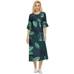 Foliage Double Cuff Midi Dress