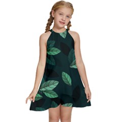 Foliage Kids  Halter Collar Waist Tie Chiffon Dress by HermanTelo