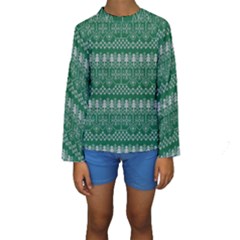 Christmas Knit Digital Kids  Long Sleeve Swimwear