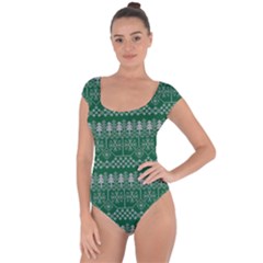 Christmas Knit Digital Short Sleeve Leotard  by Mariart