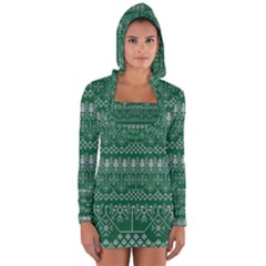 Christmas Knit Digital Long Sleeve Hooded T-shirt