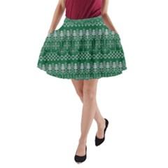 Christmas Knit Digital A-line Pocket Skirt