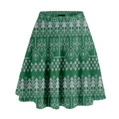 Christmas Knit Digital High Waist Skirt