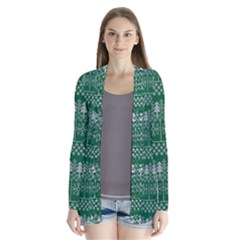 Christmas Knit Digital Drape Collar Cardigan