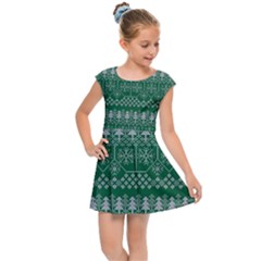 Christmas Knit Digital Kids  Cap Sleeve Dress