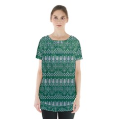 Christmas Knit Digital Skirt Hem Sports Top