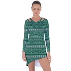 Christmas Knit Digital Asymmetric Cut-out Shift Dress