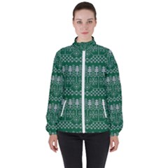 Christmas Knit Digital Women s High Neck Windbreaker by Mariart