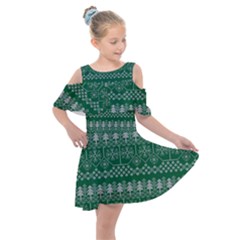 Christmas Knit Digital Kids  Shoulder Cutout Chiffon Dress by Mariart