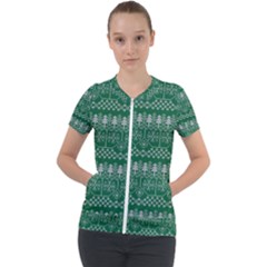 Christmas Knit Digital Short Sleeve Zip Up Jacket