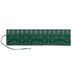 Christmas Knit Digital Roll Up Canvas Pencil Holder (l) by Mariart