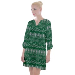 Christmas Knit Digital Open Neck Shift Dress