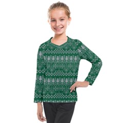 Christmas Knit Digital Kids  Long Mesh T-shirt