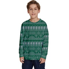 Christmas Knit Digital Kids  Crewneck Sweatshirt