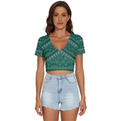 Christmas Knit Digital V-neck Crop Top