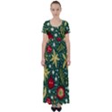 Christmas pattern High Waist Short Sleeve Maxi Dress View1