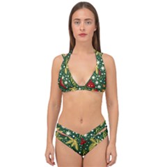 Christmas Pattern Double Strap Halter Bikini Set by Valentinaart