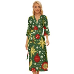 Christmas Pattern Midsummer Wrap Dress by Valentinaart