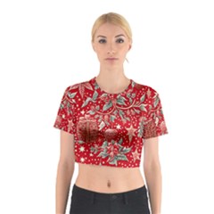 Christmas Pattern Cotton Crop Top by Valentinaart