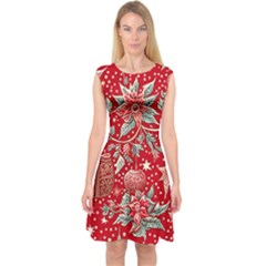 Christmas Pattern Capsleeve Midi Dress by Valentinaart