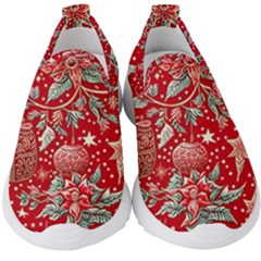 Christmas Pattern Kids  Slip On Sneakers by Valentinaart