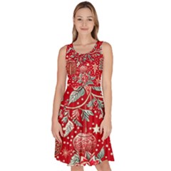 Christmas Pattern Knee Length Skater Dress With Pockets