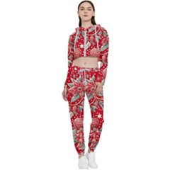 Christmas Pattern Cropped Zip Up Lounge Set