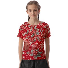 Christmas Pattern Kids  Frill Chiffon Blouse by Valentinaart