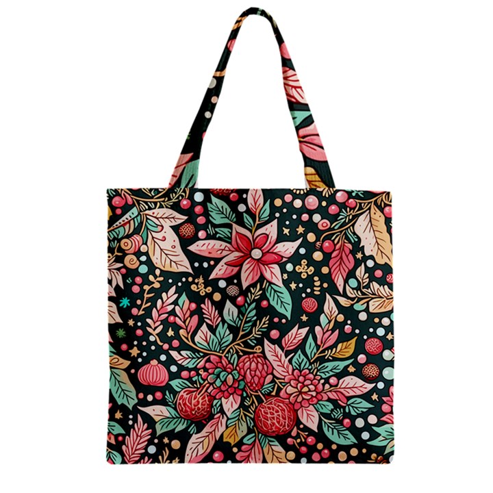 Christmas pattern Zipper Grocery Tote Bag