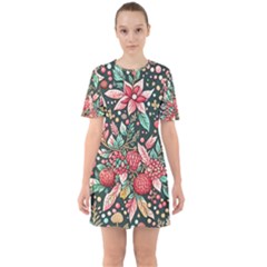 Christmas Pattern Sixties Short Sleeve Mini Dress