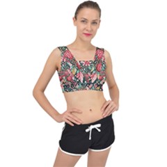 Christmas pattern V-Back Sports Bra