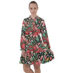 Christmas Pattern All Frills Chiffon Dress