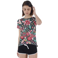 Christmas Pattern Short Sleeve Open Back T-shirt