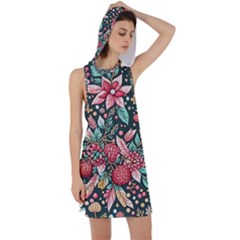 Christmas Pattern Racer Back Hoodie Dress