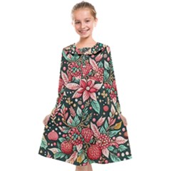 Christmas Pattern Kids  Midi Sailor Dress