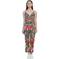 Christmas Pattern V-neck Camisole Jumpsuit