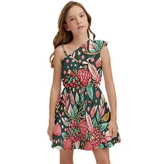 Christmas Pattern Kids  One Shoulder Party Dress