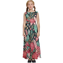 Christmas Pattern Kids  Satin Sleeveless Maxi Dress