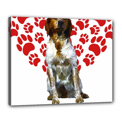 Brittany Spaniel Gift T- Shirt Cute Brittany Valentine Heart Paw Brittany Dog Lover Valentine Costum Yoga Reflexion Pose T- Shirtyoga Reflexion Pose T- Shirt Canvas 20  X 16  (stretched) by hizuto