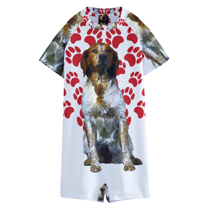 Brittany Spaniel Gift T- Shirt Cute Brittany Valentine Heart Paw Brittany Dog Lover Valentine Costum Yoga Reflexion Pose T- Shirtyoga Reflexion Pose T- Shirt Kids  Boyleg Half Suit Swimwear